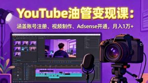 2025YouTube油管变现课：涵盖账号注册、视频制作、Adsense开通，月入1万+-翻身站