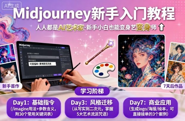 midjourney新手入门教程：人人都是AI艺术家，新手小白也能变身艺术大师-翻身站