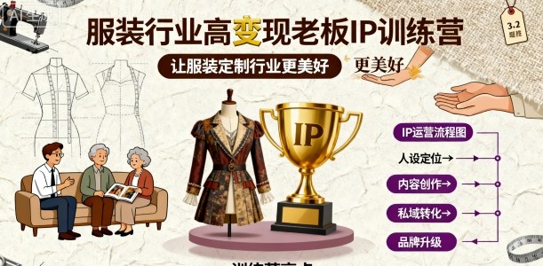 服装行业高变现老板IP训练营，让服装定制行业更美好-翻身站