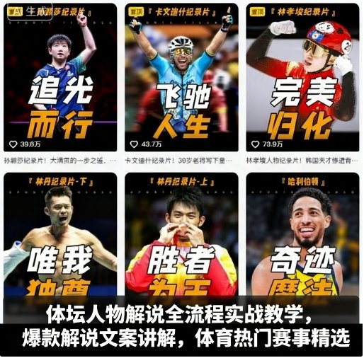 体坛人物解说全流程实战教学，爆款解说文案讲解，体育热门赛事精选-翻身站