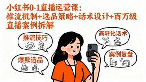 小红书0-1直播运营课：推流机制+选品策略+话术设计+百万级直播案例拆解-翻身站