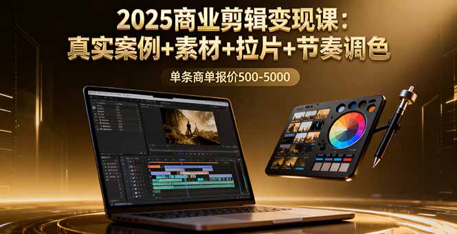 2025商业剪辑变现课：真实案例+素材+拉片+节奏调色，单条商单报价500-5000-翻身站