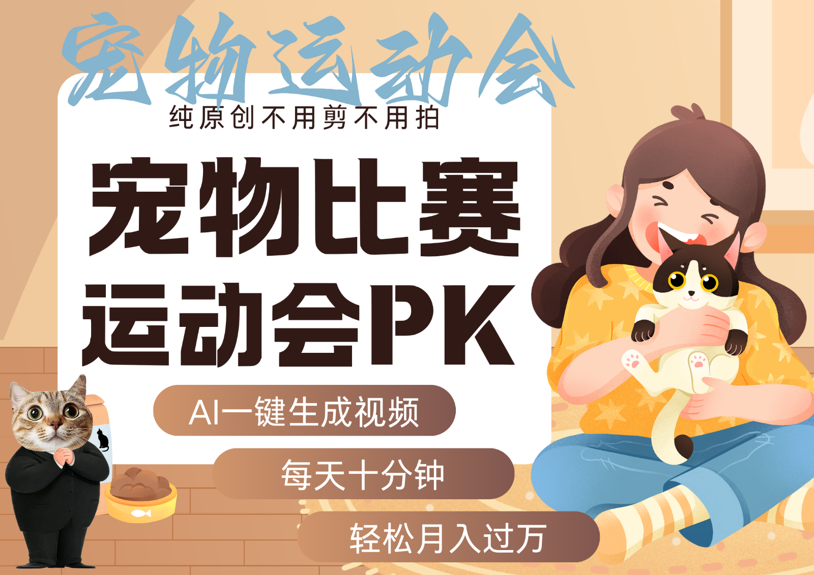 AI萌宠运动员跳水 射击 篮球 足球比赛 每天十分钟 附详细提示词文案库 代替做…-翻身站