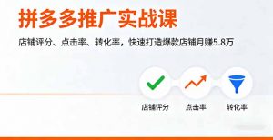 拼多多推广实战课，店铺评分、点击率、转化率，快速打造爆款店铺月赚5.8万-翻身站