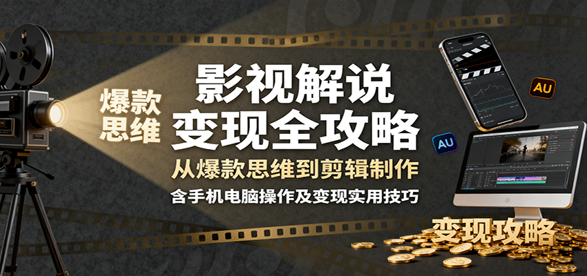 图片[1]-影视解说变现全攻略：从爆款思维到剪辑制作，含手机电脑操作及变现实用技巧-翻身站