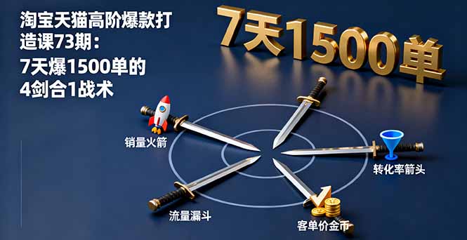 淘宝天猫高阶爆款打造课73期：7天爆1500单的4剑合1战术-翻身站