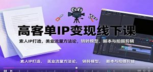 高客单IP变现线下大课:素人IP打造,美业流量方法论,销转模型,脚本与拍摄剪辑-翻身站