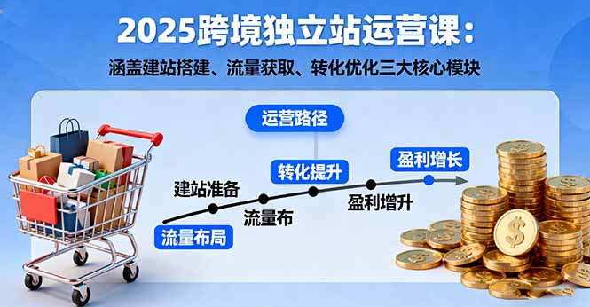 2025跨境独立站运营课：涵盖建站搭建、流量获取、转化优化三大核心模块-翻身站