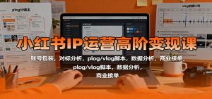 小红书IP运营高阶变现课:账号包装,对标分析,plog/vlog脚本,数据分析,商业接单-翻身站
