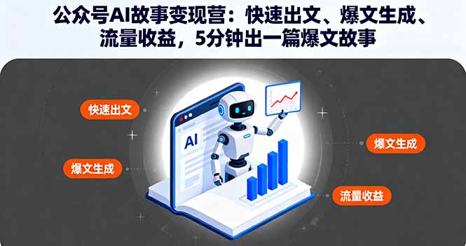 公众号AI故事变现营：快速出文、爆文生成、流量收益，5分钟出一篇爆文故事-翻身站