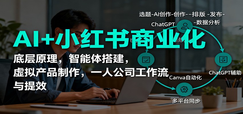 AI+小红书商业化,底层原理,智能体搭建,虚拟产品制作,一人公司工作流与提效-翻身站