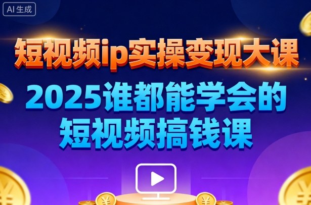 短视频ip实操变现大课,7月26-27日广州站线下课,2025谁都能学会的短视频搞钱课-翻身站