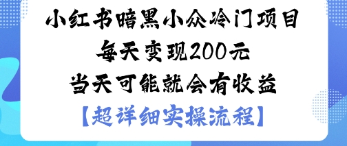 小红书暗黑小众冷门项目每天变现2张当天可能就会有收益-翻身站