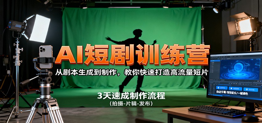AI短剧训练营，从剧本生成到制作，教你快速打造高流量短片-翻身站