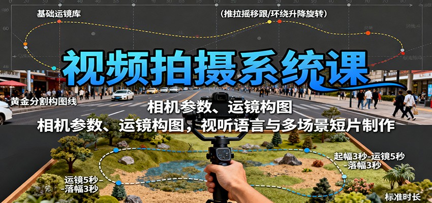 图片[1]-视频拍摄系统课：相机参数、运镜构图，视听语言与多场景短片制作-翻身站