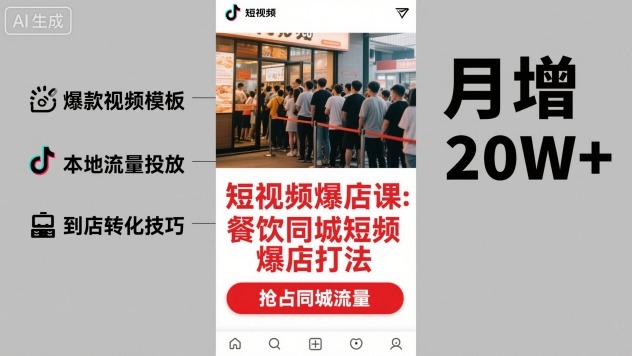 短视频爆店课，餐饮同城短视频爆店打法-翻身站