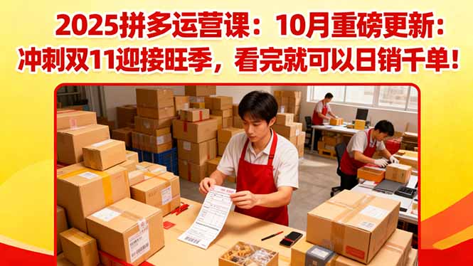 2025拼多多运营课:10月重磅更新:冲刺双11迎接旺季,看完就可以日销千单-翻身站