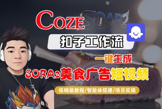 Coze扣子智能体工作流一键生成“SORA2美食广告“短视频,全流程保姆级教学-翻身站