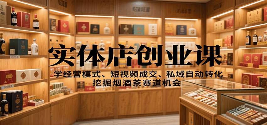 图片[1]-实体店创业课：学经营模式、短视频成交、私域自动转化，挖掘烟酒茶赛道机会-翻身站