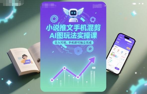 小说推文手机混剪AI图玩法实操课，日入可观，手机即可独立完成-翻身站