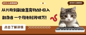从兴趣到副业靠宠物占卜收入翻3倍一个月纯利润破W-翻身站