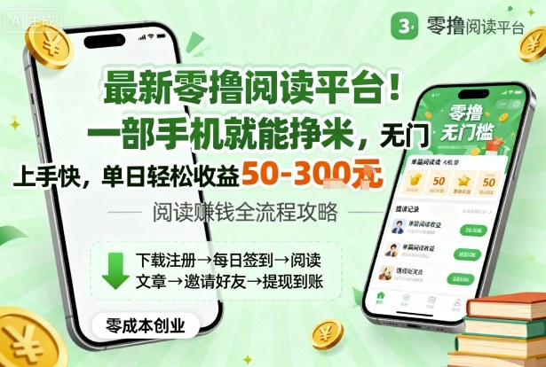 最新零撸阅读平台！一部手机就能挣米，无门槛上手快，单日轻松收益50-3张【揭秘】-翻身站