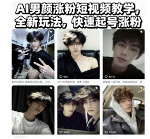 AI男颜涨粉短视频教学，全新玩法，快速起号涨粉-翻身站