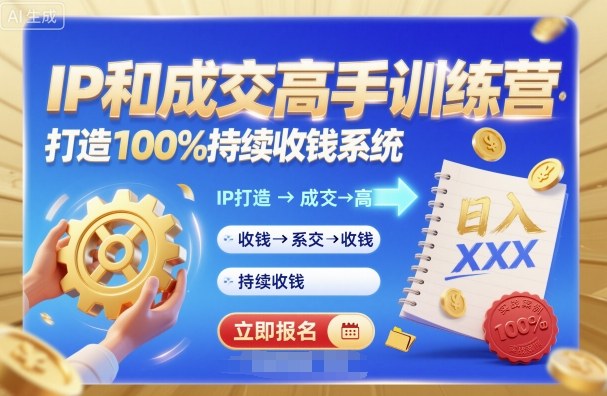 带你成为IP和成交高手的训练营，打造100%持续收钱系统-翻身站