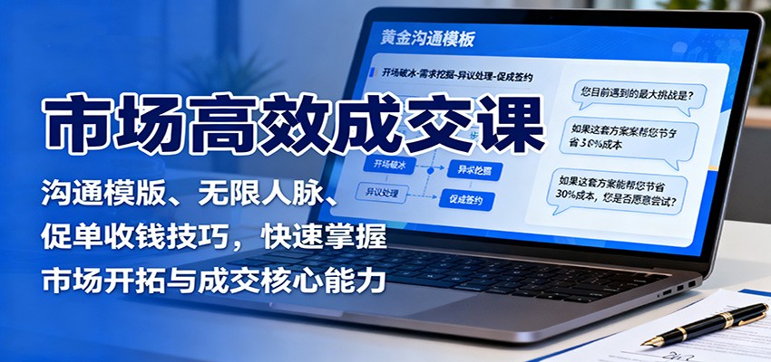 图片[1]-市场高效成交课：沟通模版、无限人脉、促单收钱技巧，快速掌握市场开拓与成交核心能力-翻身站