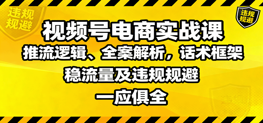 图片[1]-视频号电商实战课：推流逻辑、全案解析，话术框架，稳流量及违规规避等-翻身站