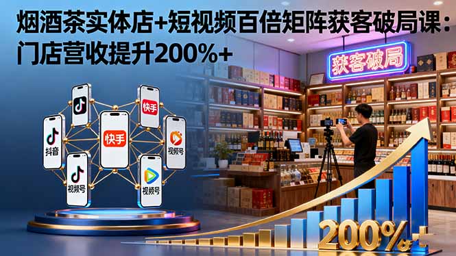 烟酒茶实体店+短视频百倍矩阵获客破局课：门店营收提升200%+-翻身站