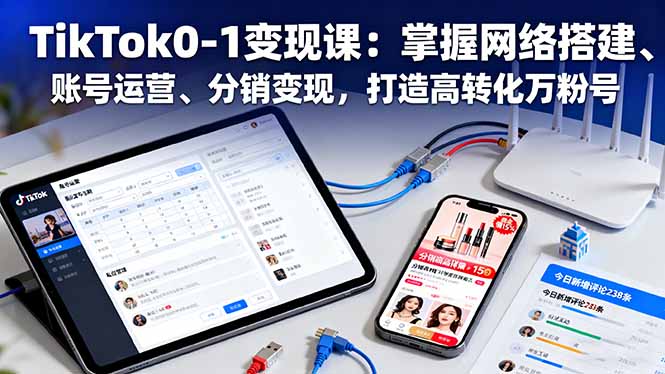 TikTok0-1变现课：掌握网络搭建、账号运营、分销变现，打造高转化万粉号-翻身站