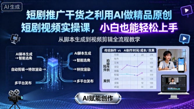 短剧推广干货之利用AI做精品原创短剧视频实操课，小白也能轻松上手-翻身站