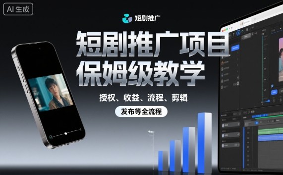 短剧推广项目保姆级教学，授权、收益、流程、剪辑，发布等全流程-翻身站
