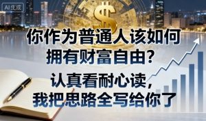 付费文章：你作为普通人该如何拥有财富自由？认真看耐心读，我把思路全写给你了-翻身站