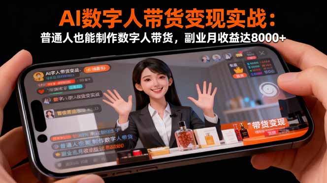 AI数字人带货变现实战：普通人也能制作数字人带货，副业月收益达8000+-翻身站
