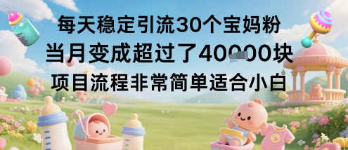 每天稳定引流30个宝妈粉当月变成超过了1W+项目流程非常简单适合小白-翻身站