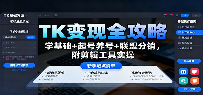 TK变现全攻略：学基础+起号养号+联盟分销，附剪辑工具实操-翻身站