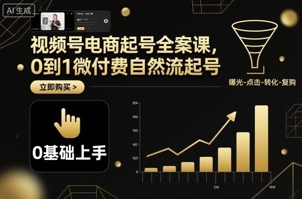 视频号电商起号全案课，0到1微付费自然流起号-翻身站