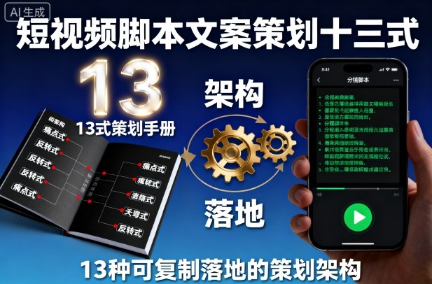 短视频脚本文案策划十三式，13种可复制落地的策划架构-翻身站