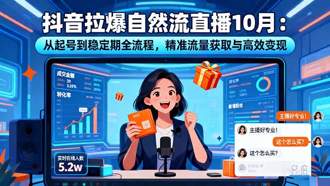 抖音拉爆自然流直播10月：从起号到稳定期全流程，精准流量获取与高效变现-翻身站