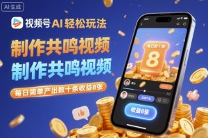 视频号AI轻松玩法，制作共鸣视频，每日简单产出数十条收益8张-翻身站