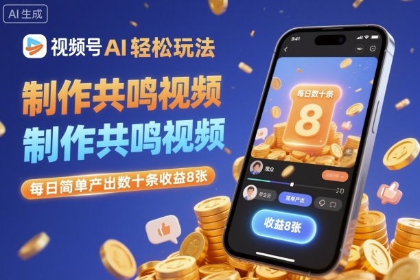 视频号AI轻松玩法，制作共鸣视频，每日简单产出数十条收益8张-翻身站