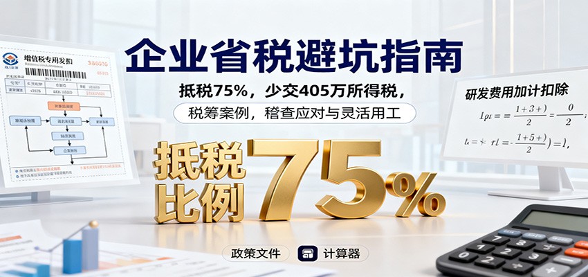 企业省税避坑指南：抵税75%，少交405万所得税，税筹案例，稽查应对与灵活用工-翻身站