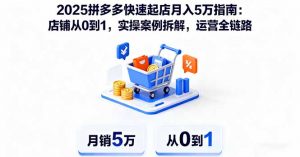 2025拼多多快速起店月入5万指南：店铺从0到1，实操案例拆解，运营全链路-翻身站