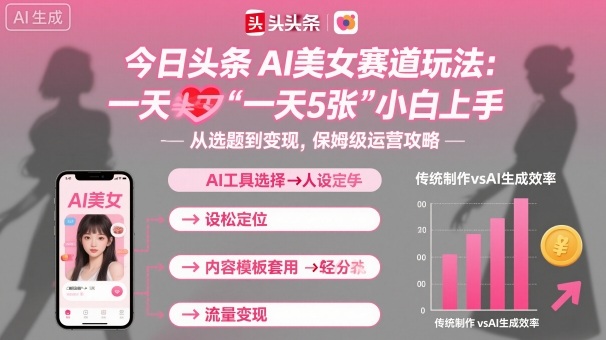 今日头条AI美女赛道玩法，一天轻松5张，小白轻松上手-翻身站