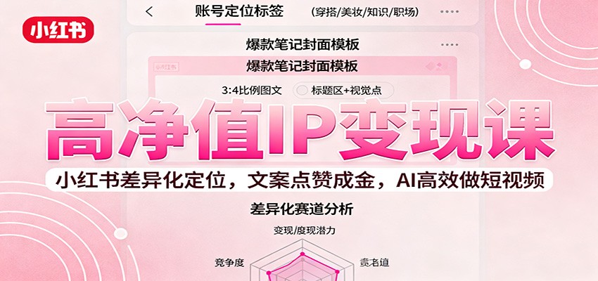 高净值IP变现课：小红书差异化定位，文案点赞成金， AI高效做短视频-翻身站