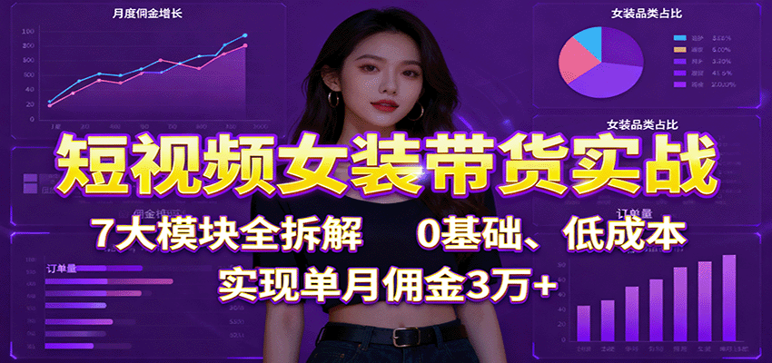 图片[1]-短视频女装带货实战：7大模块全拆解，0基础、低成本，实现单月佣金3万+-翻身站