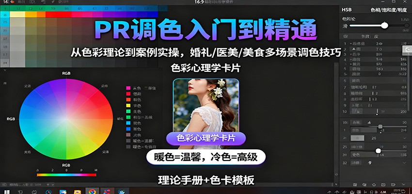 PR调色入门到精通：从色彩理论到案例实操，婚礼/医美/美食多场景调色技巧-翻身站