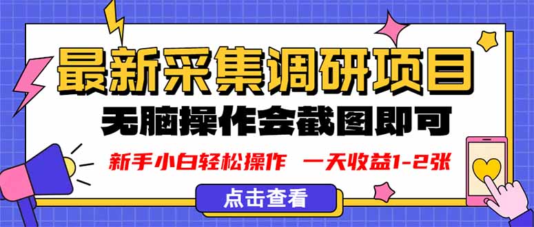 新版采集调研项目，截图上传即可，无脑操作，日收益1-2张-翻身站